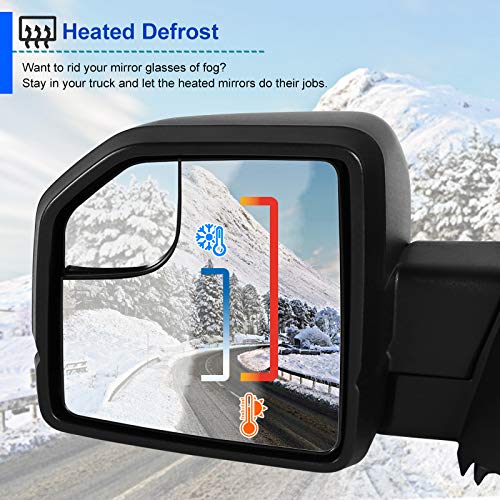 Power Spec-D Tuning Heated+LED Turn Signal Black Left Driver Side Mirror Compatible with 2015-2020 Ford F150