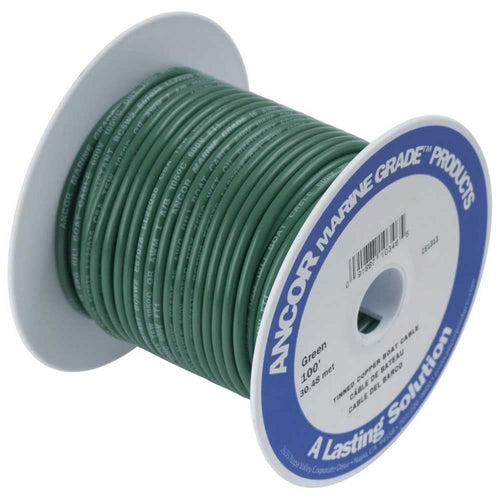 Marine Grade Ancor 108310 Electrical Primary Tinned Copper Boat Wiring (10-Gauge, Green, 100-Feet)