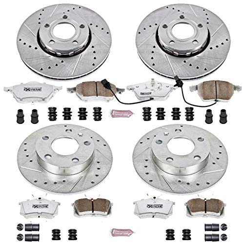 Power Stop K2741-26 Z26 Carbon Fiber Brake Pads with Front and Rear Drilled & Slotted Brake Rotors Kit