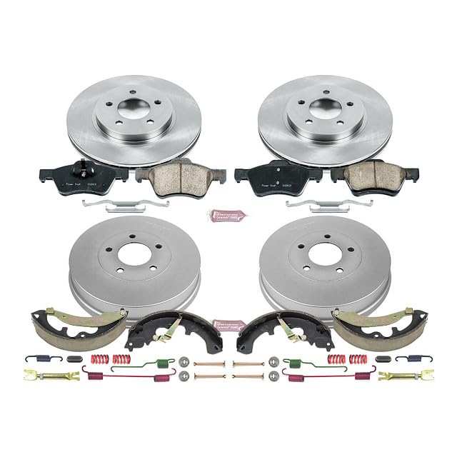 Power Stop Autospecialty KOE15258DK Front and Rear Replacement Brake Kit-OE Brake Drums & Ceramic Brake Pads For Ford Escape, Mazda Tribute, Mercury Mariner [Model Specific]