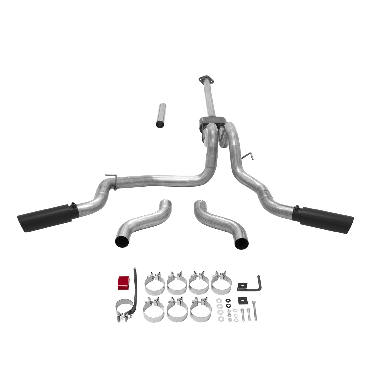 Outlaw Flowmaster 817726 Cat-Back Exhaust Kit 3 Inch Stainless Steel 4 Inch Black Ceramic Coat Stainless Tips Compatible with 2015-2020 Ford F-150 2.7L 3.5L 5.0L except Standard Cab Short Bed & Raptor