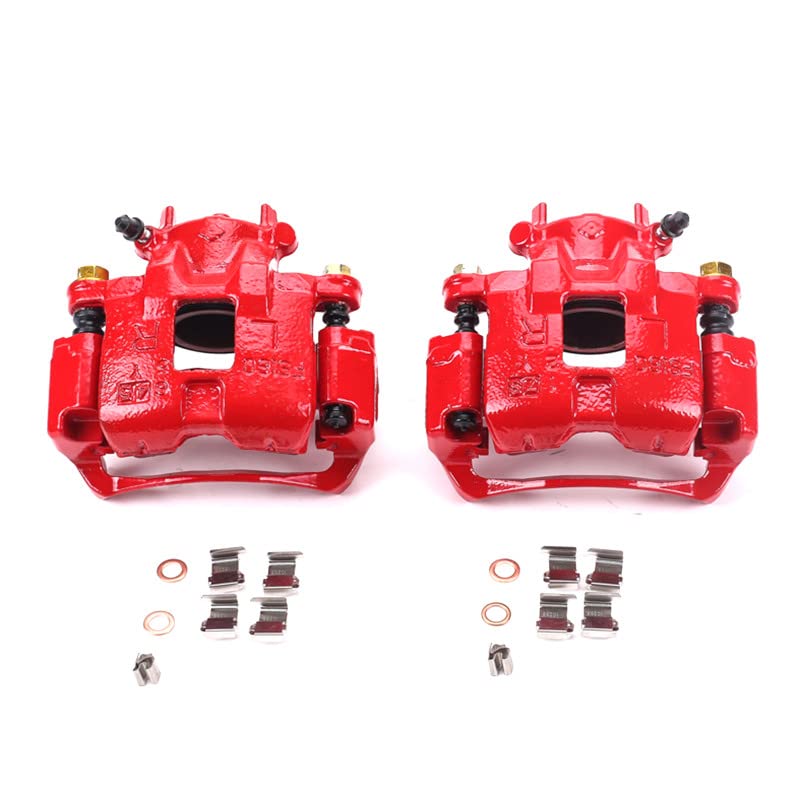 Power Stop S2680 Front Pair of High-Temp Red Powder Coated Calipers For Mitsubishi Lancer 2002-2007 [Model Specific]