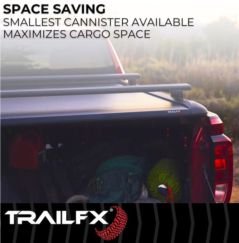 TrailFX Hard Tonneau Cover TFX6001 Retractable Fits 2020-2021 Chevrolet Silverado 1500 Manual with Key Lock Black Matte Powder Coated Aluminum Top Rail Mount with T-Slot Rails