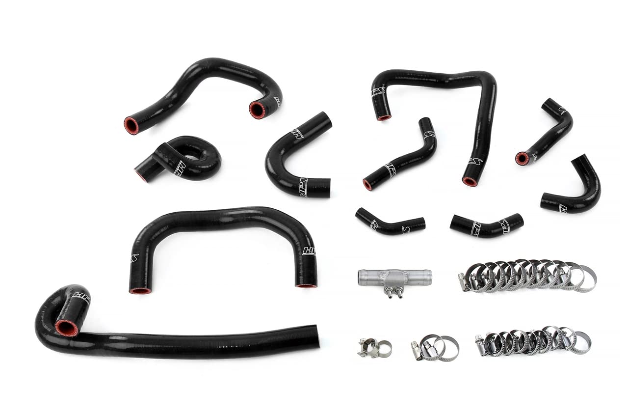 HPS Performance Silicone Black Heater and Ancillary Hose Kit Compatible for 1995-1998 Nissan Skyline GTR R33 RB26DETT Twin Turbo, 57-2139-BLK