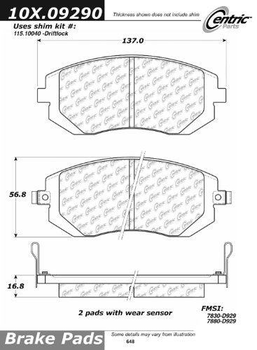 PosiQuiet Ceramic Pads, Centric Parts, 105.09290