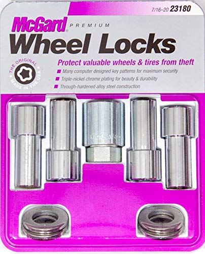 1/2-20 McGard 1.365" Shank Wheel Locks, 4 Chrome Lock Nuts & Key
