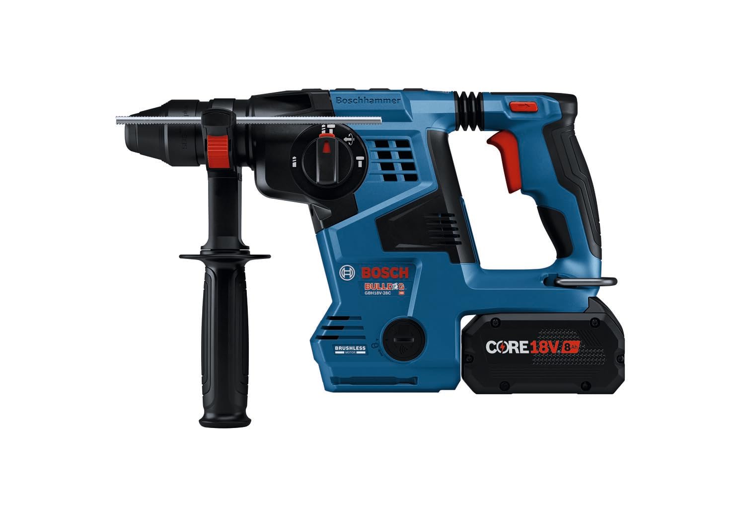 BOSCH 18V GBH18V-28CK28 Brushless Connected-Ready SDS-plus® Bulldog™ 1-1/8 In. Rotary Hammer with (2) CORE18V® Lithium-Ion 8 Ah High Power Batteries