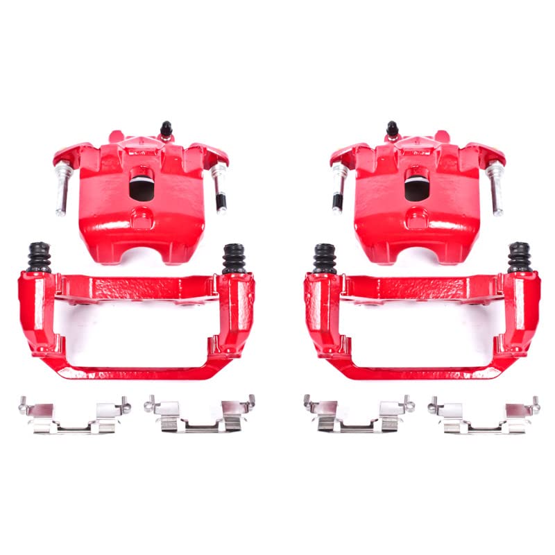 Power Stop Pair of High-Temp Red Powder Coated Front Calipers for Nissan Maxima 2003-2007 [Model Specific]