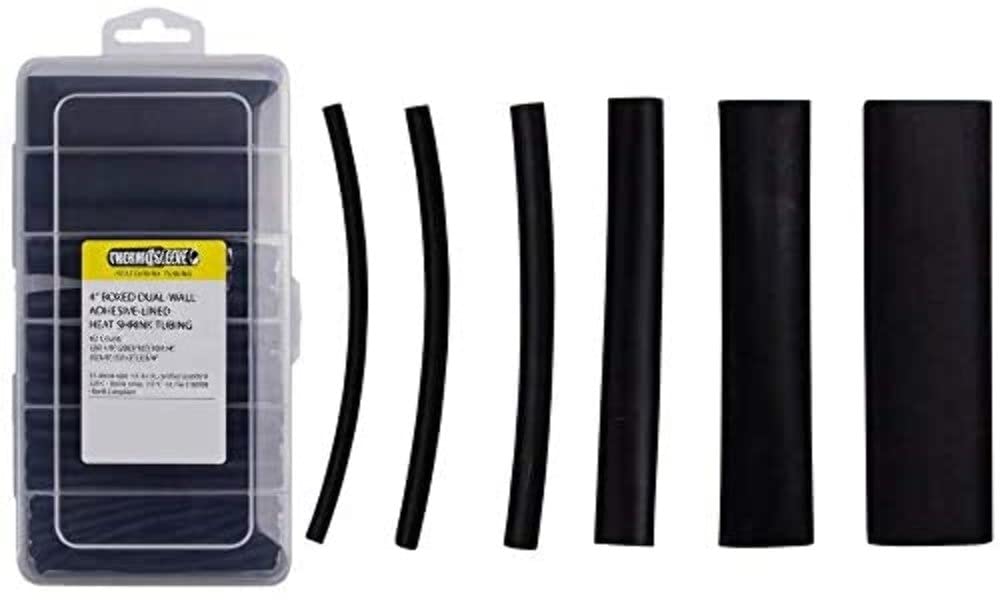 62 Pc Install Bay Dual Wall Heat Shrink Kit - 4In Assorted 3:1 Black