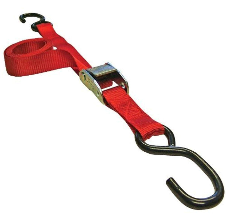 1" x 5.5' Red Erickson Cam Buckle Tie-Down Strap, 900 lb Load Capacity, (Pack of 4)