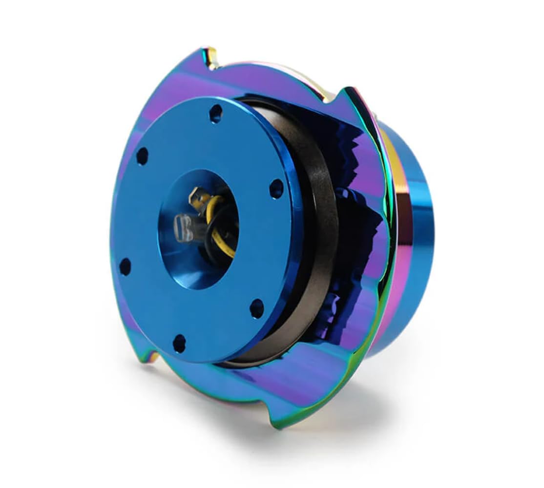 NRG Innovations Gen 2.5 NRG-SRK-250BL-MC Race Steering Wheel Quick Release Kit Adapter Blue Body/Neo Chrome Ring, 6x70 and 6x74mm Bolt Patterns