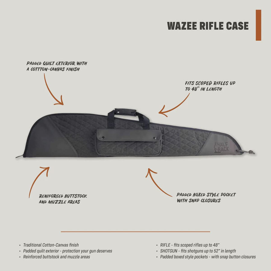 Wazee Mobile Premium Rifle Gun Case - Cotton Canvas Rifle Case for Scoped Rifles up to 48" - Water Resistant Long Gun Case w/ Padded Boxed Pockets & Reinforced Buttstock & Muzzle – Rifle Carrying Bag