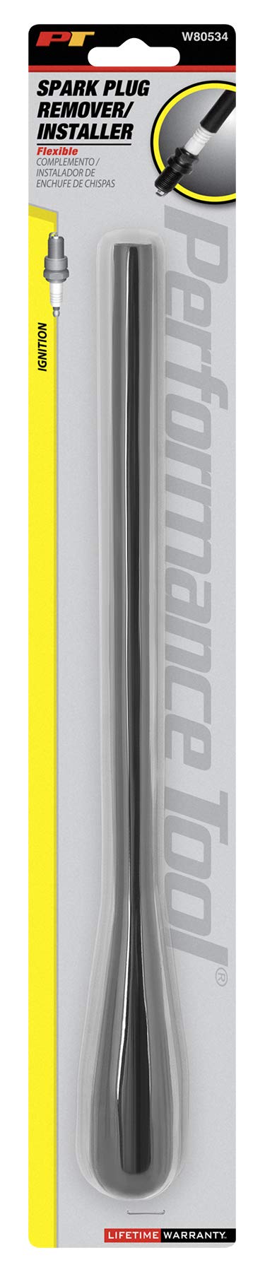 W80534 Performance Tool 13-Inch Rubber Flexible Shaft Spark Plug Install & Removal Tool, Hand Driven, Universal Fit
