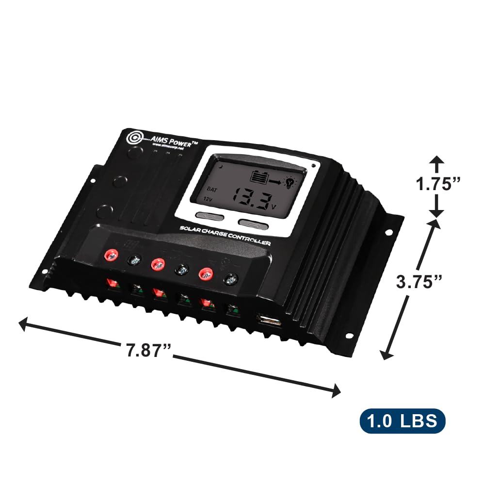 30 Amp AIMS Power Solar Charge Controller 12/24 Volt – Charges Lithium | Lead | Gel | AGM