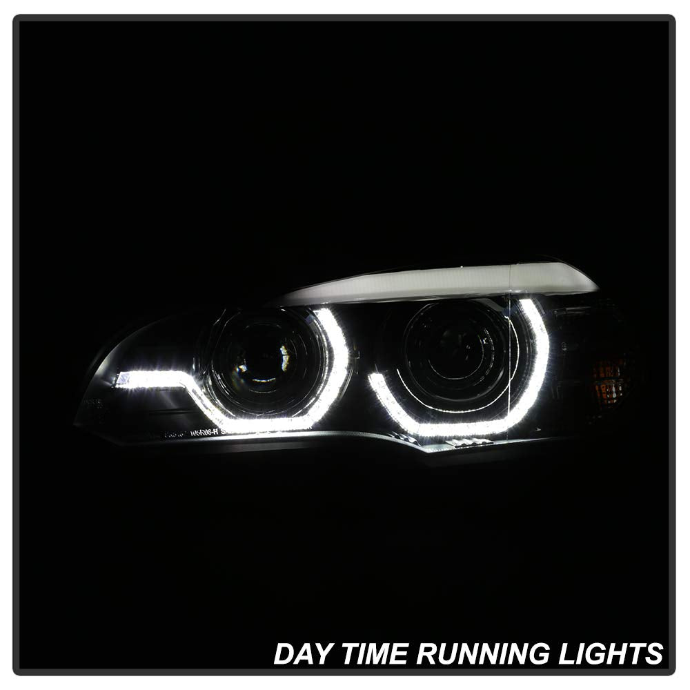 BMW X5 E70 2007-2010 Spyder 5085481 AFS Model HID Model Only (Does Not Fit Halogen Model) Projector Headlights - Black