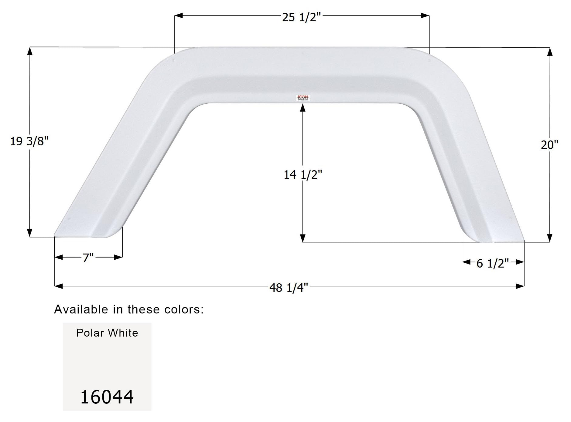 Single Axle Fender Skirt ICON 16044 for Winnebago (RH) - Polar White
