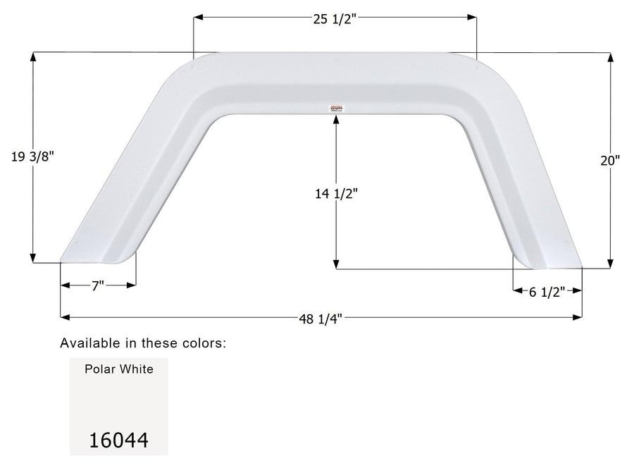 Single Axle Fender Skirt ICON 16044 for Winnebago (RH) - Polar White