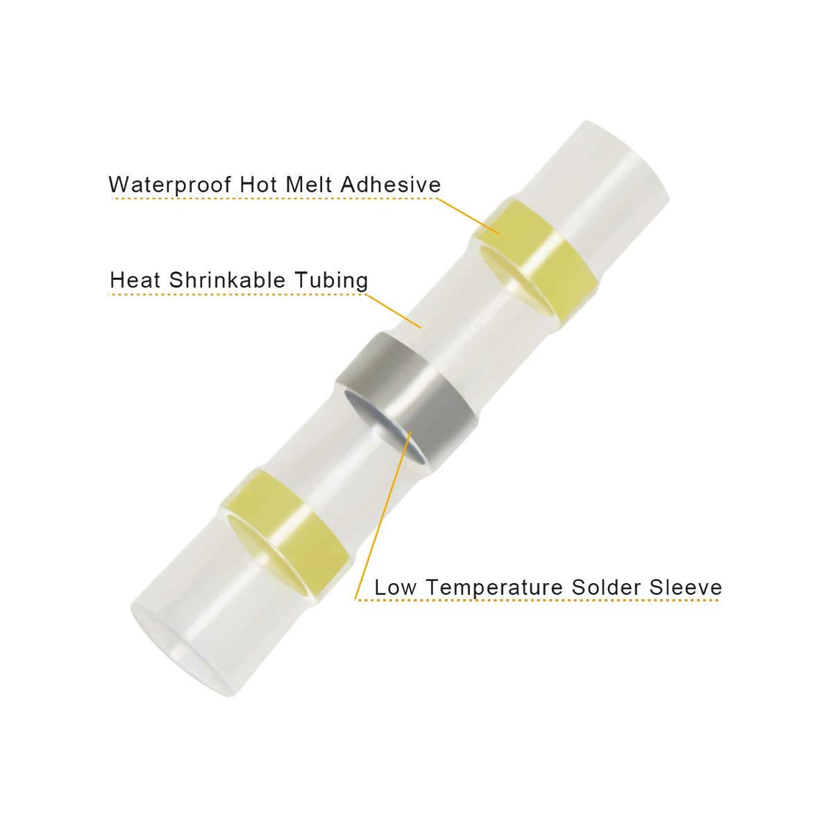 Metra Heat Shrink Yellow Butt Connector W/Solder 12/10 Ga - 10Pk InstallBay