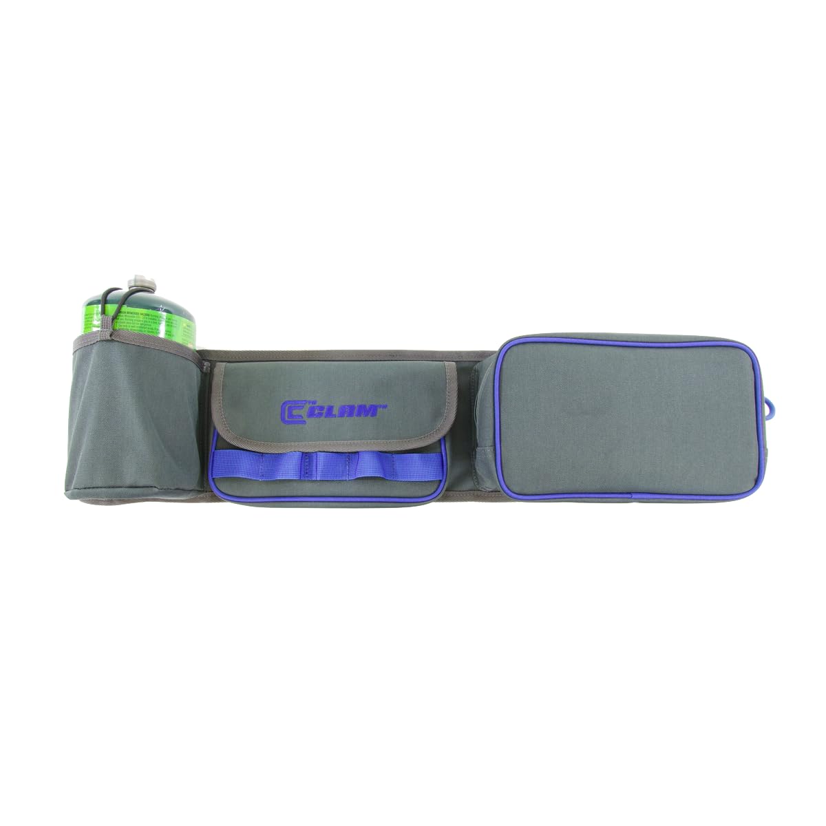 Small CLAM Sled Organizer – Heavy-Duty 600D Storage, Zippered Pockets & Tool Loops for Ice Fishing Gear