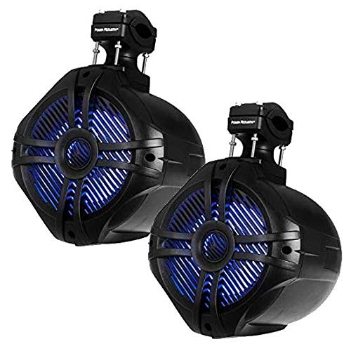 Power Accoustik MWT-65BL LED 6.5" 600W Marine Boat Wake Tower Speakers