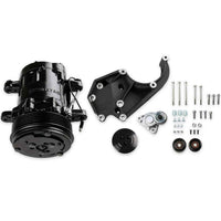 Holley LS A/C Accessory Drive Kit 20-142BK - Includes SD7 A/C Compressor, Tensioner, & Pulleys- Black Finish