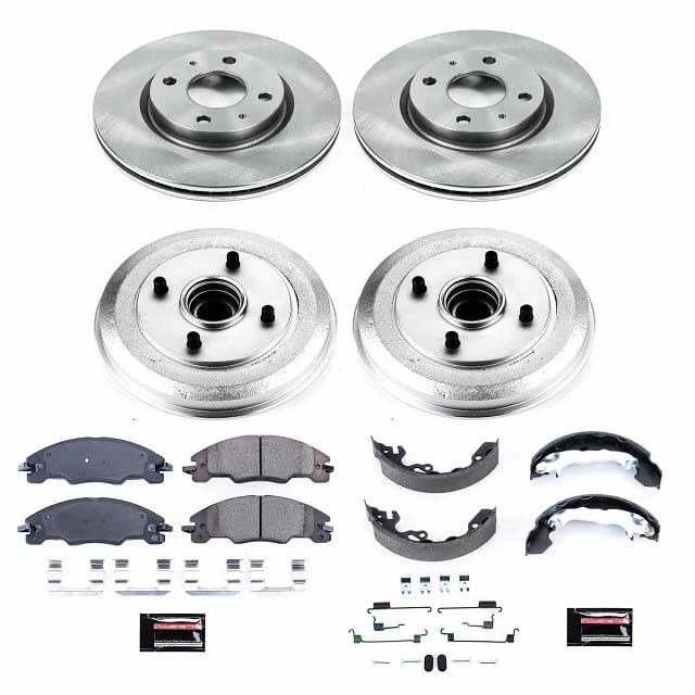 Power Stop KOE15193DK Front and Rear Replacement Brake Kit-OE Brake Drums & Ceramic Brake Pads For Ford Focus 2008 [Model Specific]