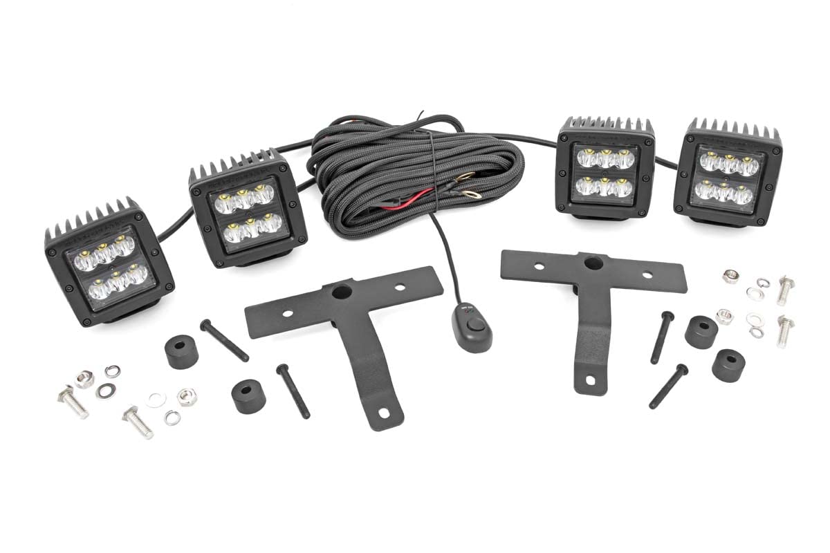 Rough Country LED Light Pod Kit Quad Black Series for 18-23 Jeep JL/JT - 70823