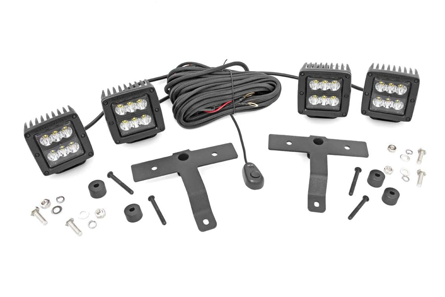 Rough Country LED Light Pod Kit Quad Black Series for 18-23 Jeep JL/JT - 70823