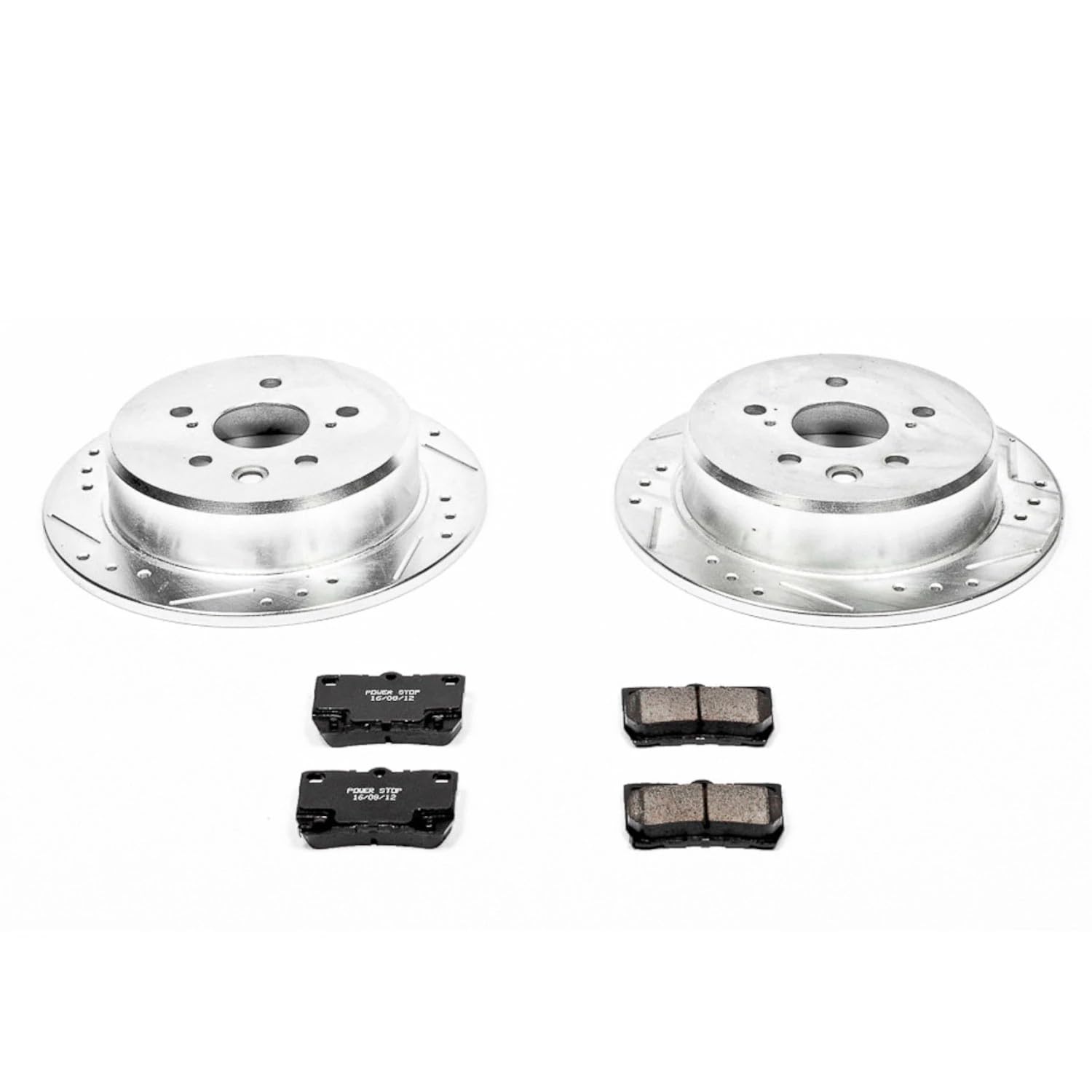 Power Stop K195 Z23 Carbon Fiber Brake Pads with Drilled & Slotted Brake Rotors Kit For Lexus IS250 2006-2013 [Model Specific]