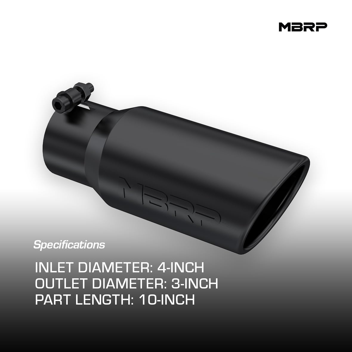 Black MBRP T5155BLK Angled Rolled End Tip, 4" O.D., 3" Inlet, 10" Length