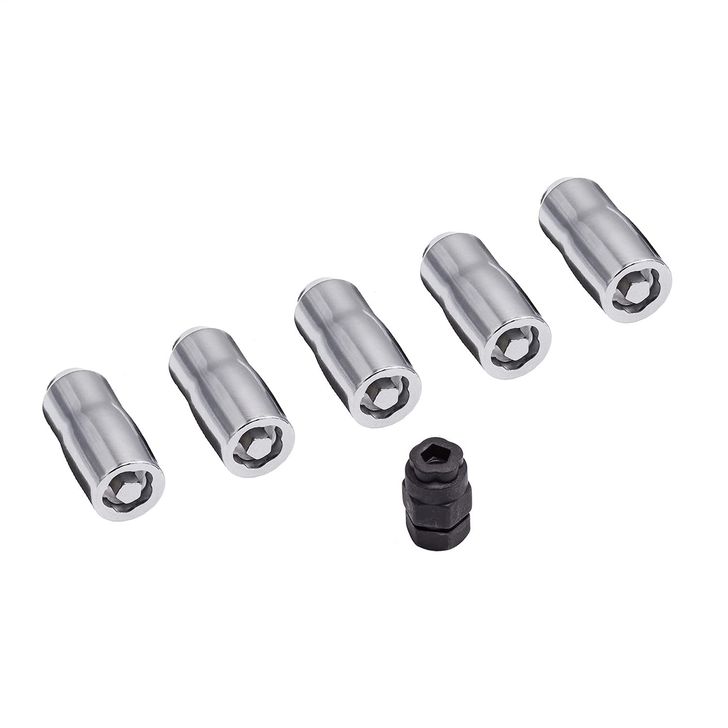 Wheel Lock Nut Set Rugged Ridge 16715.31, 5 Nuts With Key, Chrome, M14-1.5
