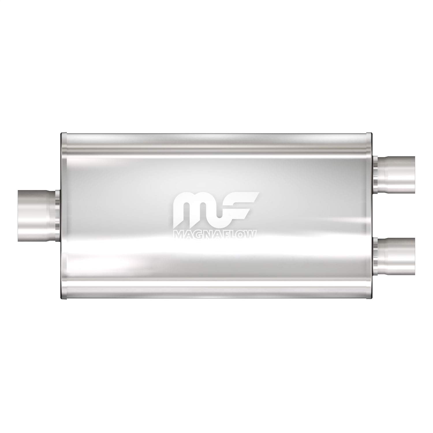 Performance MagnaFlow Exhaust Muffler 12580: 2.5"/2.25" Inlet/Outlet, 5x11x22" Oval, Stainless Steel, Satin Finish
