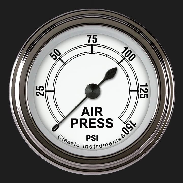 Classic Instruments Classic White CW118SLF 2-1/8" Air Pressure Gauge 150 PSI Electric