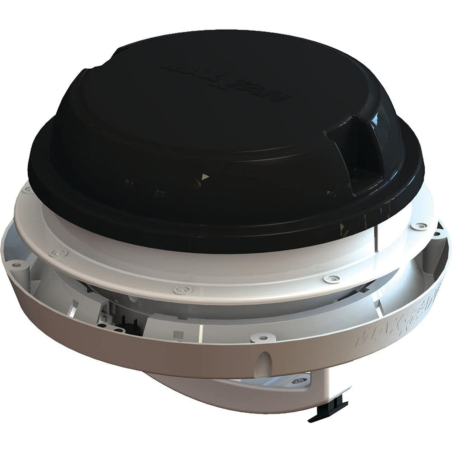 Maxxfan Dome Plus MAXXAIR with LED Light, 6" Round 12V Ventilation Fan - Compact Solution for Rooftop or Sidewall Ventilation, Exhaust Only, Fan Guard Rain Shield, Moisture Control, Black (00-03810B)