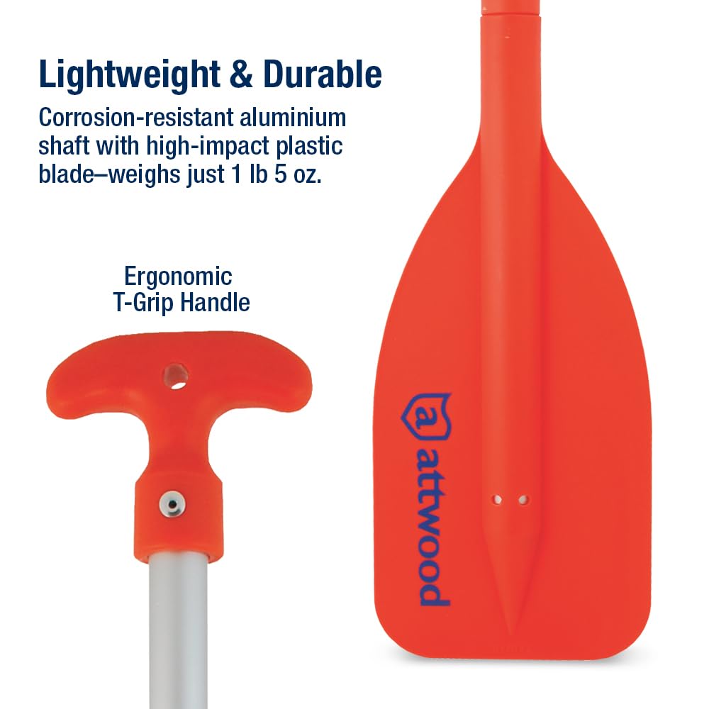 Emergency Attwood 11828-1 Telescoping Paddle for Boating, 20-inch to 42-inch Orange