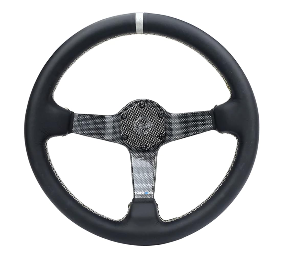 NRG Innovations Carbon Fiber Steering Wheel NRG-RST-036CF-SL 350mm, Silver Carbon Fiber, Silver Stiching, Silver Center Mark, Leather