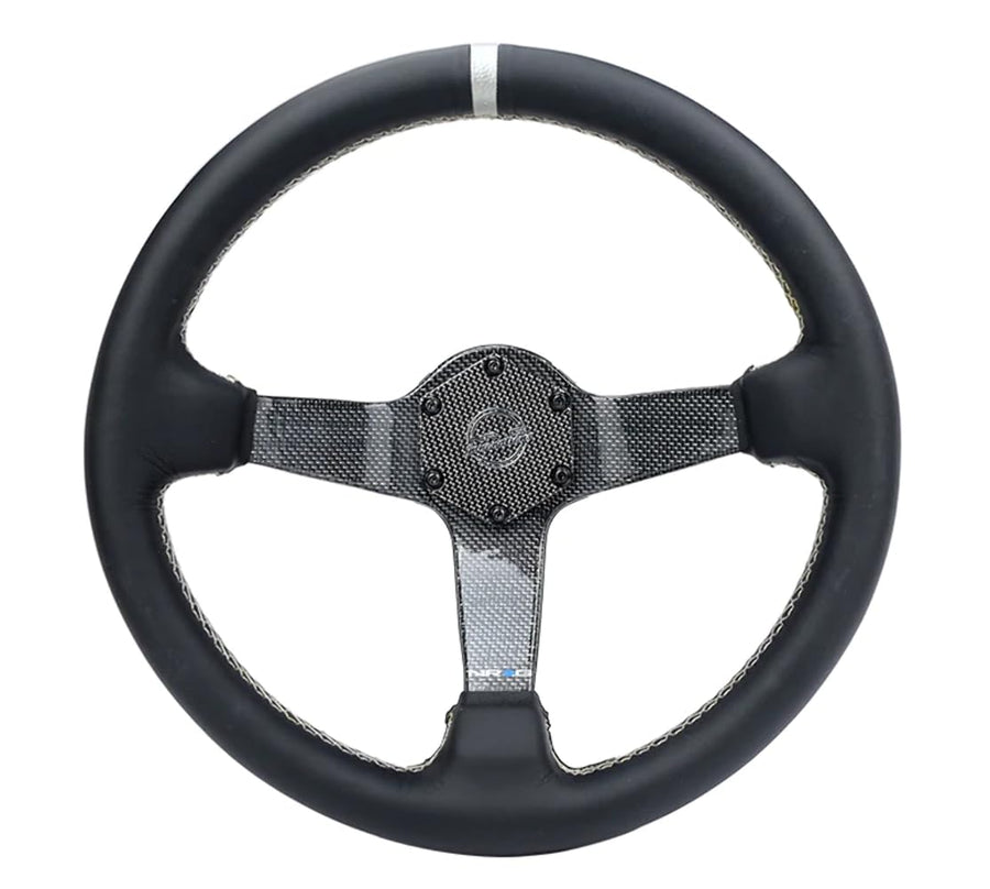 NRG Innovations Carbon Fiber Steering Wheel NRG-RST-036CF-SL 350mm, Silver Carbon Fiber, Silver Stiching, Silver Center Mark, Leather