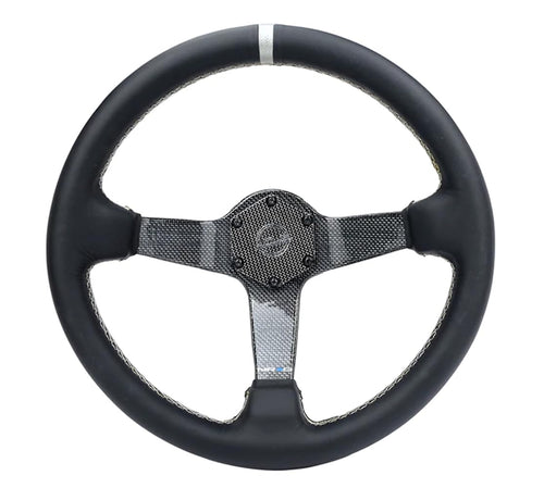 NRG Innovations Carbon Fiber Steering Wheel NRG-RST-036CF-SL 350mm, Silver Carbon Fiber, Silver Stiching, Silver Center Mark, Leather