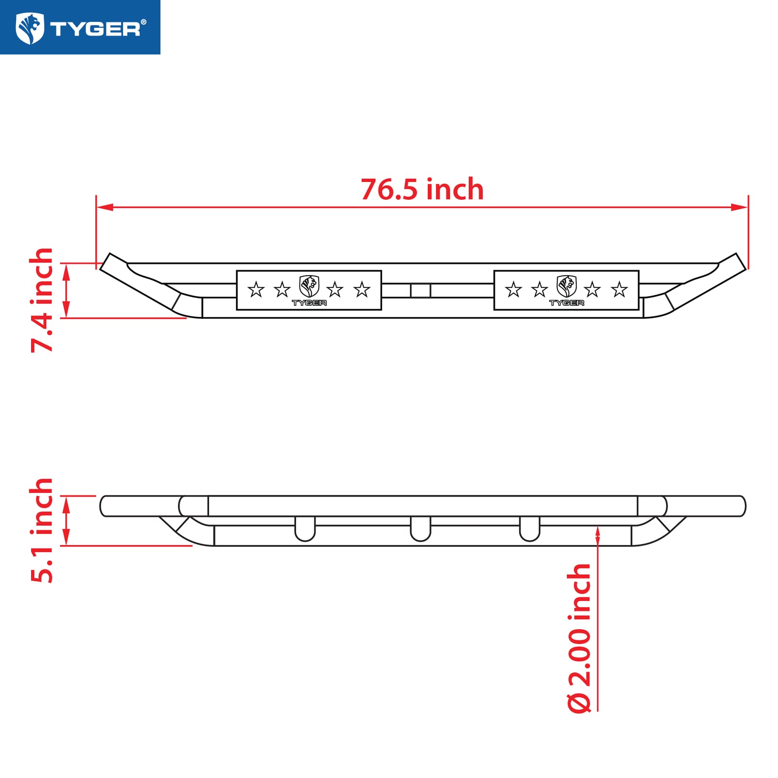 Tyger Auto Compatible with 2022-2026 Toyota Tundra Star Armor | Double Cab | TG-AM2T20758 | Side Step Rails Nerf Bars Running Boards
