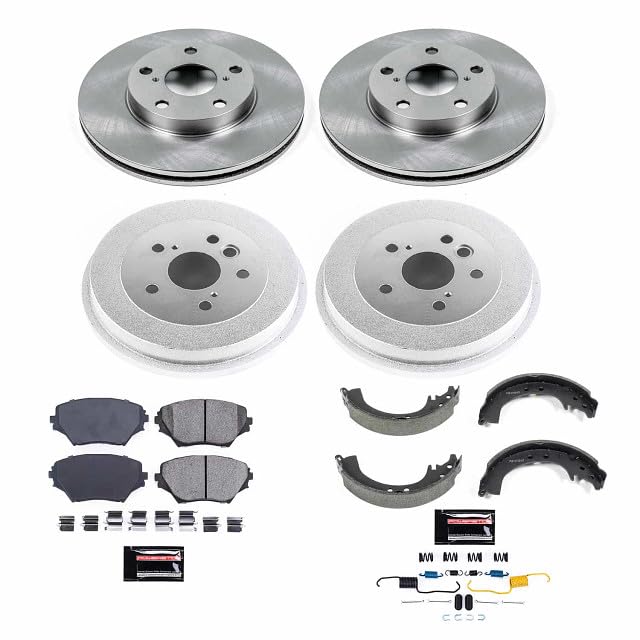 Power Stop KOE15063DK Front and Rear Replacement Brake Kit-OE Brake Drums & Ceramic Brake Pads For Toyota RAV4 2001-2002 [Model Specific]