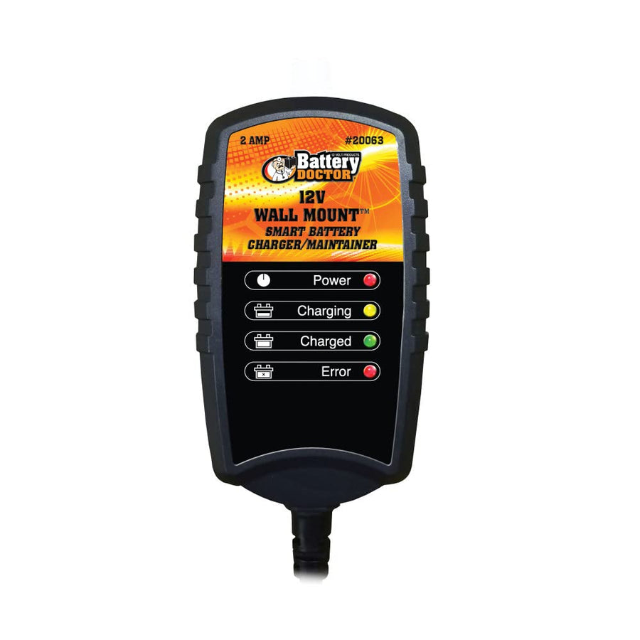 Black Wall Mount WirthCo 20063 Smart Battery Charger and Maintainer (12V, 2Amp)