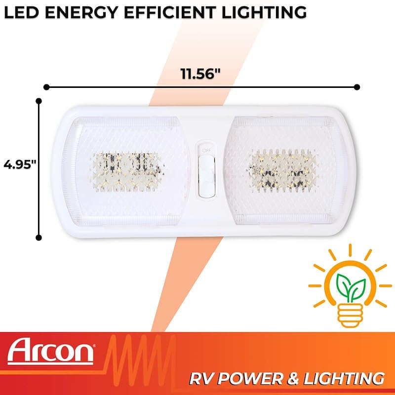 LED Ceiling Double Light Arcon Clear Lens 11.56 Inch Length x 4.95 Inch Width Bright White SMD LED 12 Volt 20670N