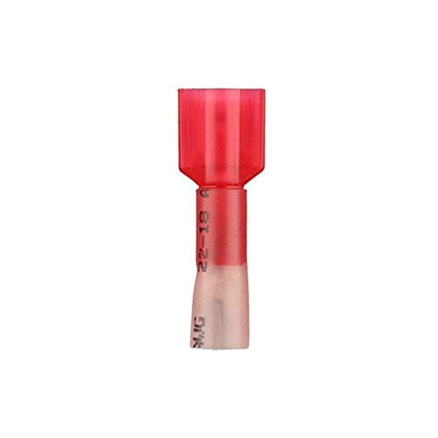 HSRMFI Install Bay Heat Shrink Male Quick Disconnect Connector 22/18 Gauge .250-FI, Red (100-Pack)