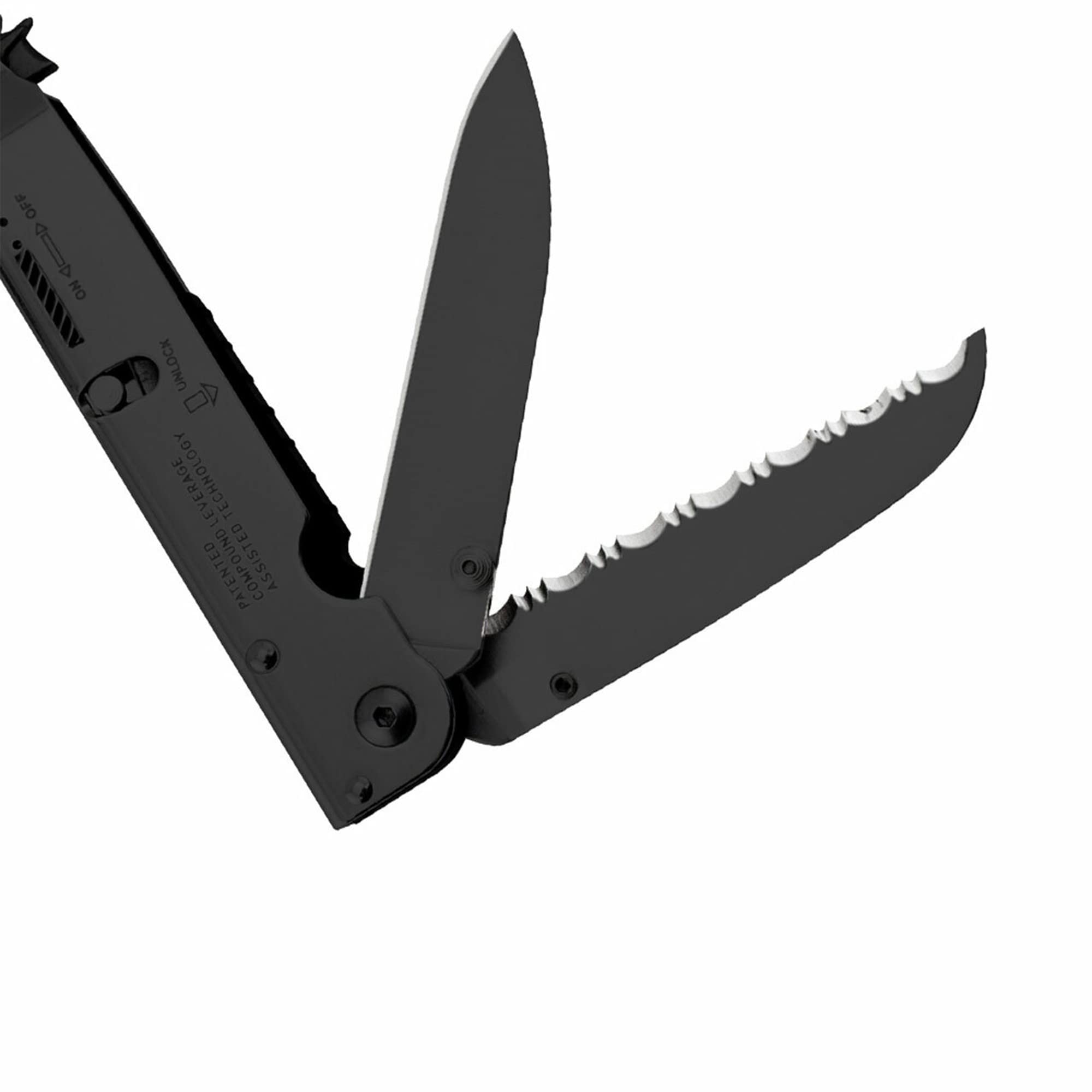 PowerAssist SOG Multi-Tool Pliers- Multi-Tool Pocket Knife and Utility Tool Set with 16 Lightweight Specialty Tools and EDC Sheath (B66N-CP), Black
