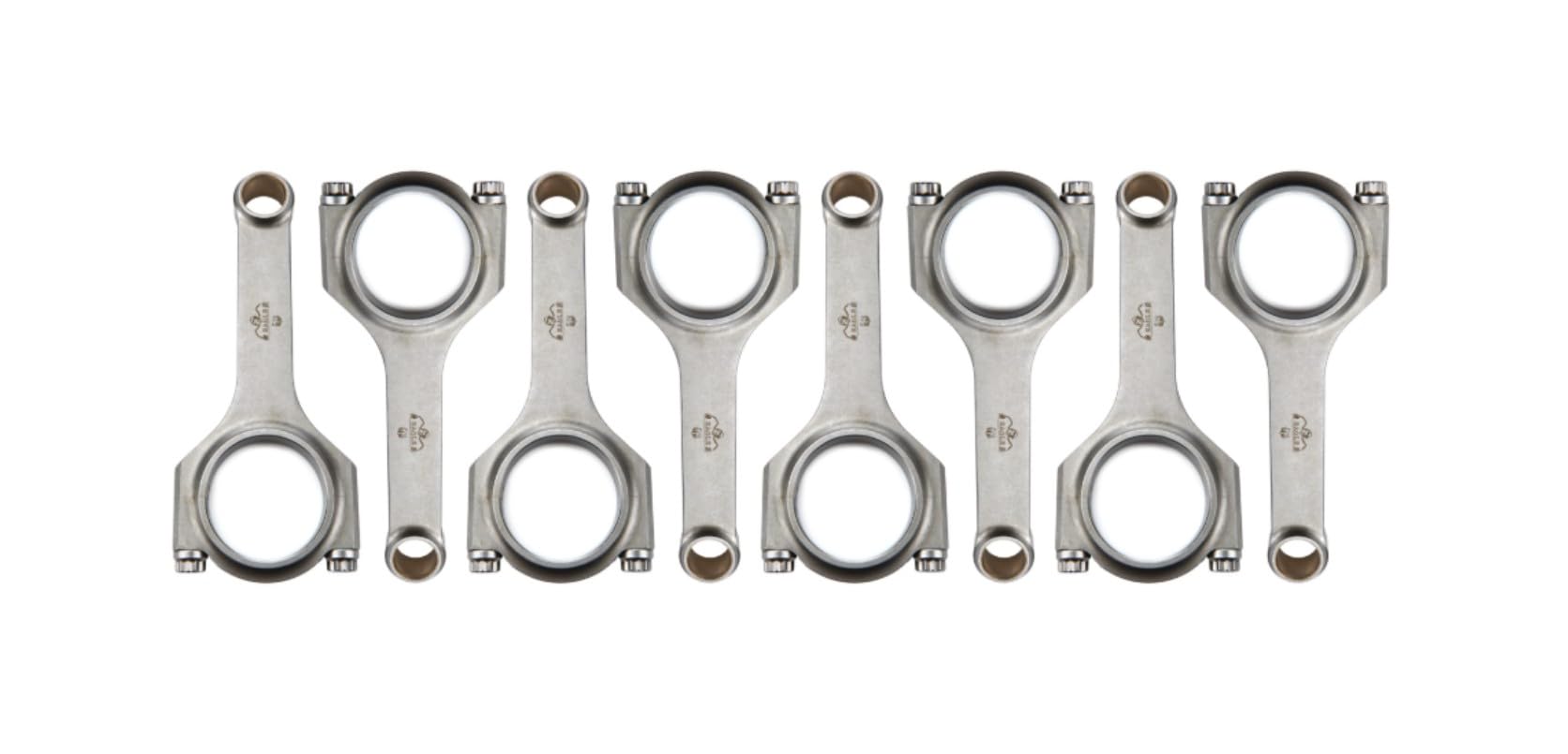 Eagle Specialty Connecting Rod, CRS6125O3DL19, H Beam, 6.125 in Long, Bushed, 7/16 in Cap Screws, ARPL19 Bolt, Forged, Steel, Compatible with GM LS-Series, Set of 8