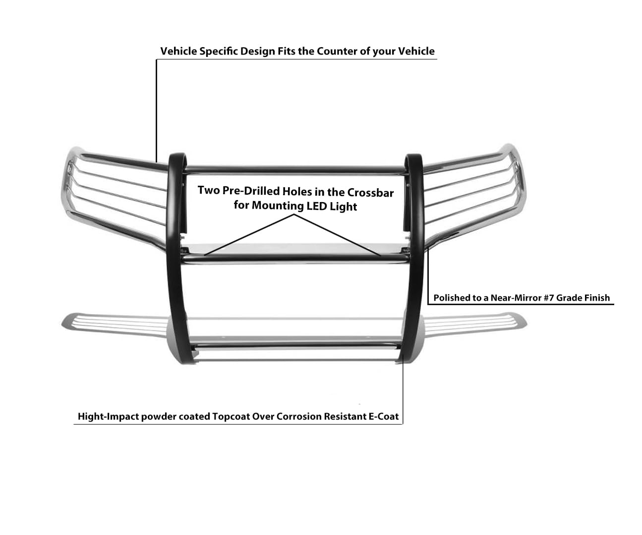 Bumper Guard Black Horse Grille brush Modular Stainless Steel Compatible with 2005-2021 Nissan Frontier|2005-2007 Nissan Pathfinder-17A110200MSS