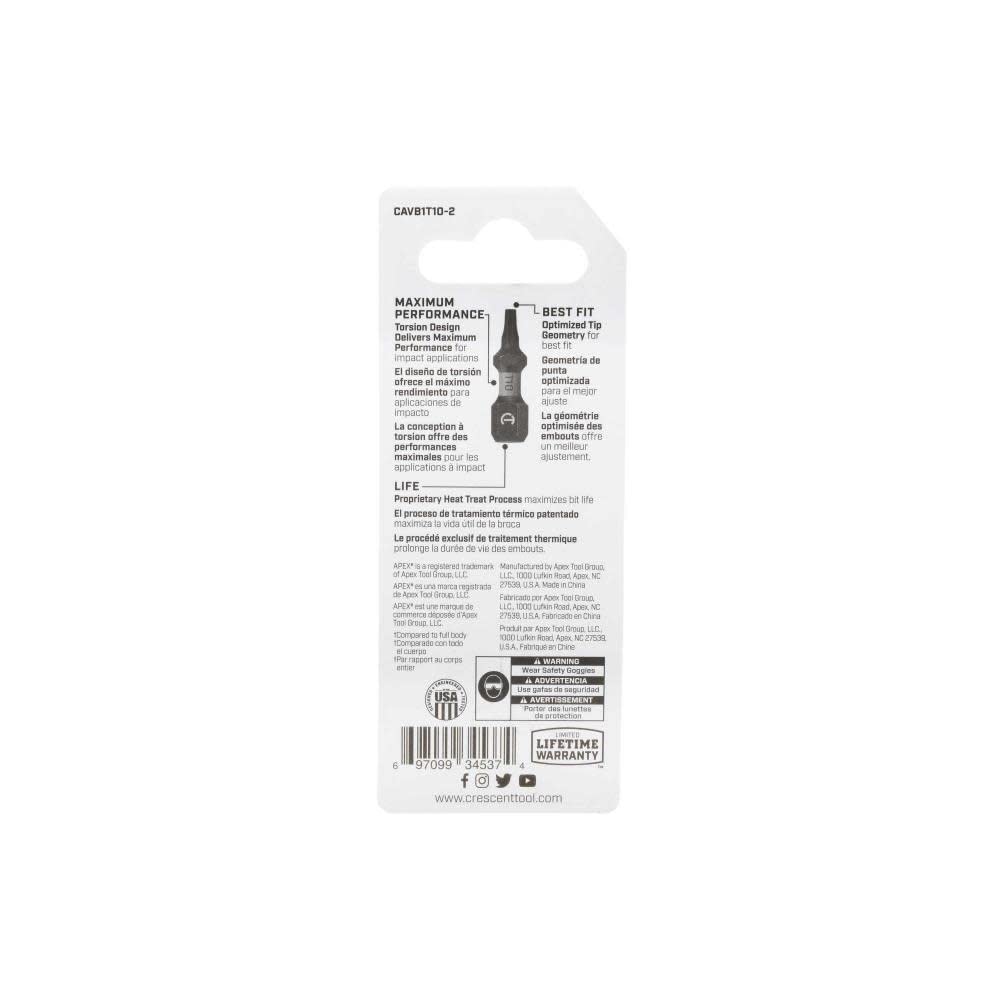 Bit,Vortex,1" T10,2Pk APEX (CAVB1T10-2)