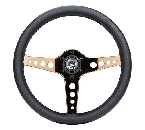 NRG Innovations Light Weight NRG-ST-034RG-PR Gaming Steering Wheel: Driftz- Made with Perforated Leather, Light Weight Composits and Rose Gold Spoke with Holes.