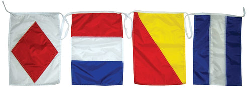 12 Assorted Color Nylon Boat Flag Set, TAYLOR MADE PRODUCTS Decorative String of International Code Signals, 12" x 18" Flags, 30' Rope Length - 93302