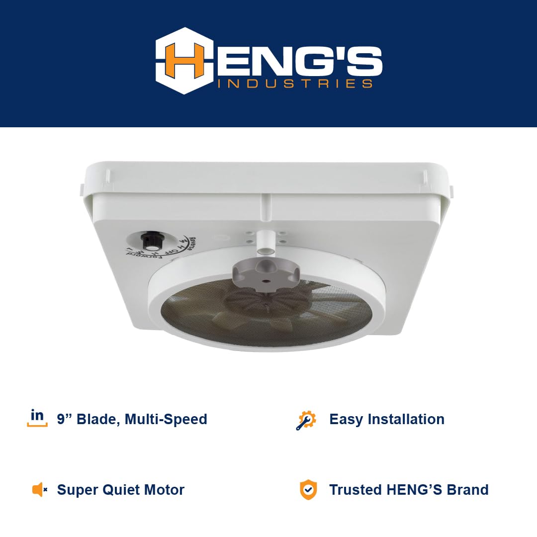 90046-CR HENG'S INDUSTRIES Vortex II Replacement Fan Kit (501.1099) | High-Power RV Vent Fan Upgrade | Easy Installation for RVs, Campers, & Trailers | White